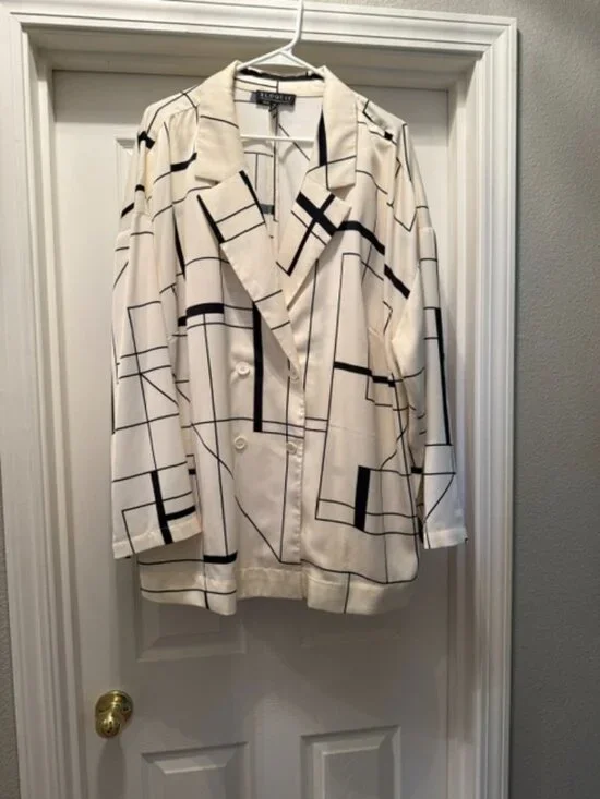 Eloquii Black & White Wide Leg Pant and Shirt/Jacket - Picture 2 of 6